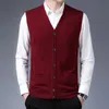 Mens Sweaters Man 100% Pure Wool Cardigan Casual Buttons Up Cashmere Sweater Sleeveless Knitwear Male Knit Coat 230811