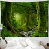 Tapissries Green Forest Tapestry Plant Landscape Natural Scary Big Tree Wall Hanging Hippie Home Living Room Decora R230812