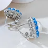 Hoop Earrings 2023 Blue Turquoise Inlaid 12mm Pearl Ear Studs Full Body 925 Silver Fashion Elegant Clip