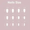 False Nails 3D Fake For St. Patrick's Day Simple Green Leaf Designs French Almond Tips DIY Manicure Supplies Press On Nail Kit