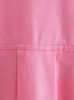 Kobiety damskie bluzki Dylqfs Kobiety różowy kontrast Kolorowa koszula letnia kieszeń pojedynczy rzęd