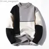 Men's Sweaters Autumn Winter Warm Men's Sweater 2023 Fashion Round Neck Patch Work Set New Korean Street Clothing Sweater Casual Men's Wear Z230811