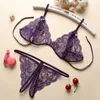 NXY Sexy Lace Lingerie Set Women Hot Exotic Naked Crotchless Transparent Underwear G-string Bandage Bikini See Through Open Bra Sets 230717