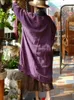 Women's Trench Coats Women Vintage Linen Long Sleeve V-Neck Spring 2023 Purple Loose Patchwork