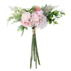 Fleurs décoratives Hortensia Rose Silk artificiel faux bouquet arrangements floraux pour la maison mariée fournitures accessoires de décoration accessoires