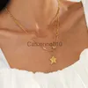 Pendelled Halskette Mode 14 Karat Gold Double Layered Pentagonal Star Stahlstahlkette für Frauen mit Nischendesign und geometrische Schlüsselbeinkette J23081