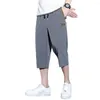Men's Pants Daily Wear Pockets Mid-calf Length Summer Cropped Male Clothes