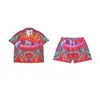 Short à manches courtes à imprimé géométrique Suisses en vrac Suckes Costumes pour hommes Summer Hawaii Turnits Sets Two Piece Blouse Pants SetM-3XL