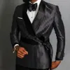 Erkekler Suits Blazers Beyaz Nokta Siyah Damat Erkekler Düğün Smokin 1 Pip Çift Göğüslü Adam Blazer Kostüm Homme Şal L201Q