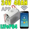 24V 40AH LifePo4 Battery App Remote Control Bluetooth Solar Energy Electric Bicycle Battery Pack Scooter Ebike 1000W