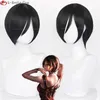 コスプレウィッグアニメAda Wong Cosplay Wig Ada Wong Wigs Cosplay 32cm短い黒熱耐性合成ヘアウーマンパーティーウィッグウィッグキャップ230810