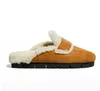 Vintervarumärken Kvinnor Slipper Flats Casual Loafers Shoes Slip-On Sheepskin äkta läder Ull Varma platta tofflor Damer Lyxdesigner med lådor 35-410