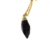 Pendant Necklaces Chain Black Obsidian Faceted Couple Stones Women's Cute Jewelry Long Neck Chains Vintage Stone 2023 Gifts 1pc