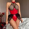 Sexig uppsättning porrfisketät latex bodysuit ruffle strumpor halter sexig dräkt 2 bit sissy blixtlås öppen gren läder kropp teddy 230808