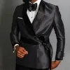 Trajes para hombres Blazers Punto blanco Cecho negro Men Boda Tuxedo 1 PIEZ