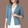 Women's Knits Tees Oversized 5xl Summer Knit Cardigan Jackets Half Sleeve Lace Knitwears Coats Korean Elegant Trendy Hollow Out Sunscreen Tops 230810