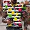 Мужские футболки фрукты с коротким рукавом прохладные футболки 3D Принт красочный xs-5xl