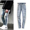 Jeans masks man 'side stripe con cerniera designer ins stretch rotty hole hip hop hip hop sport sports joggers elastico joggers pant217f