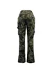 Pantaloni da donna Plus si taglia camo tasca laterale cargo mimetico mimetico vita mid -casual normale lady 2023 230811