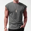 Herr t-skjortor ärmlös t-shirt för sommaren casual sport löst montering kortärmad bottenskjorta män