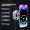 Chargeurs Chargeur magnétique sans fil 15 W, chargeur iPhone Charge sûre et rapide sans chaleur, l'alliage rond ne pince pas les mains, le bout des doigts
