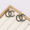 Дизайнерские роскошные бриллианты серьги с двойными буквами бренд -бренд женский серьговый вечеринка подарки для свадебных любителей помолвки