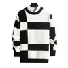 Men's Sweaters Men Winter Sweater Colorblock Thick Knitted Long Sleeve Elastic Slim Fit Pullover Soft Outdoor