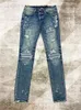 Jeans masculin Am Pantalon Fashion Laquer Paint Dessin Drawing Retro Retro Blue Straight Tube Denim pantalon Punk Skinny