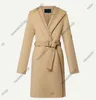 24SS Winter Womens Wool Overcoat Designer rockar Kvinnor Jacka Blomma tryck Ullmaterial Huven Cloak Coat Lady Long Trench rockar