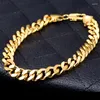 Link Bracelets 18K Real Gold Plated Copper Bracelet For Men Women Casual Free Style Hip Hop Jewelry Cuban Chain Guys Fashion Gift