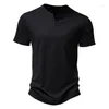 MEN T HIRTS MANS TO TOP Pullover Short Sleve Slim Fit Solid Summer V Neck 1PCS Blued/Black/Green/Gray