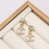 Boucles d'oreilles de luxe de styliste, Double lettres, chaîne en cuir, marque pour femmes, fête de mariage, fiançailles, cadeau pour amoureux