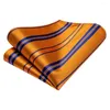 Bow Ties Hi-tie Designer w paski pomarańczowy niebieski krawat jedwabny krawat dla mężczyzn marka mody marka świąteczna przyjęcie podręcznikowe mankiety hurtowe