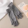 Fingerlös handske sommar 100% naturlig mullbärsilk halv finger pekskärm tunn solskyddsmedel kör solhandsken sömn fuktgivande mitten m50 230811