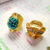 Cluster Rings Turquoise Color Preserving Electroplated Women's Ring Personalized Fashion Elegant Light Luxury Ladies Banquet Exquisite