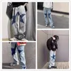 Herr jeans brett ben mode arbete rakt mitt stigande män jean fast färg hip hop jenim pants streetwear kvinnor 230810