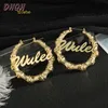 Hoop Huggie Wholesale 30mm100mm Custom Bamboo Earrings Customize Name Style Personality Earring Customized Gifts 230811