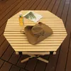 Camp Furniture Outdoor Camping Octagonal Folding Table Portable Egg Roll Design Tools Large Capacity Solid Wood Barbecue