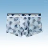 Underbyxor Ice Silk Seamless Mens Boxer Briefs andningsbara bekväma underkläder Shorts Bulge Printing Elastic Boxershorts Män