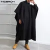 Męskie okopy płaszcze modne mężczyźni Cloak z kapturem solidny luźne luźne 2023 streetwear punkowy wiatrówek elegancki elegancki zimowy cape poncho