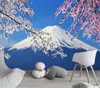 Tapestries Japanese Cherry Blossoms Mount Fuji Landscape Wall Hanging Tapestry Ancient Palace With Moon Nature Scendry Home Wall Blanket