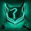 PVC Halloween Clubing upplyst Kitsune Fox Led Mask DIY Costume Rave Cosplay EDC Party Masks HKD230810