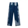 Uncledonjm Tieed Men's BF Jeans Harajuku Fashion Brand Hip-Hop Cool Street PantsバイカーJeans275U