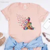 Women's TShirt ly Watercolor Meditation Bird Print T Shirt Women Breathe Chakra Symbols Yoga PinkGray Tshirt Femme Fashion Tops 230810