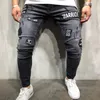 Jeans masculinos 2021 Moda Mens Hole Bordado Hip-Hop Slim Men Roupos Skinny Size291m