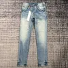 Mens Purple Jeans Designer Pantalon long empilé Ksubi Ripped High Street Brand Patch Hole Denim Straight Fashion Streetwear Silm 441