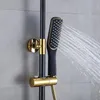 Fauche de douche en laiton et noir à quatre vites