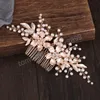 New Trend Hair Comb Wedding Tiaras Floral Pearl Hairpin For Girls Party Headpiece Crystal Shiny Bride Hair Jewelry Fashion Tiara