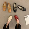 Платье обуви Bailamos Women Shoes Designer Mary Janes Shoes Woman Square Toe Japan Leather Flats Vintage узкие ленты 230810