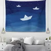 Tapisserier Anpassningsbara väggdekoration Tapestry Vackra Ocean Sky Accessories Wall Hanging Blue Large Fabric Wall Home Autumn R230811